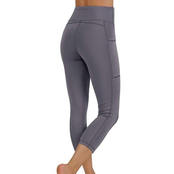 Yoga Pants Capri Leggings Both Sides Pockets - Picture 2 of 2